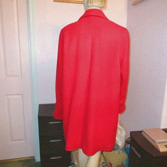 90s VTG LL Bean WOOL Double Breasted COAT Size 14 POCKETS Lined USA MADE Red - Picture 9 of 12